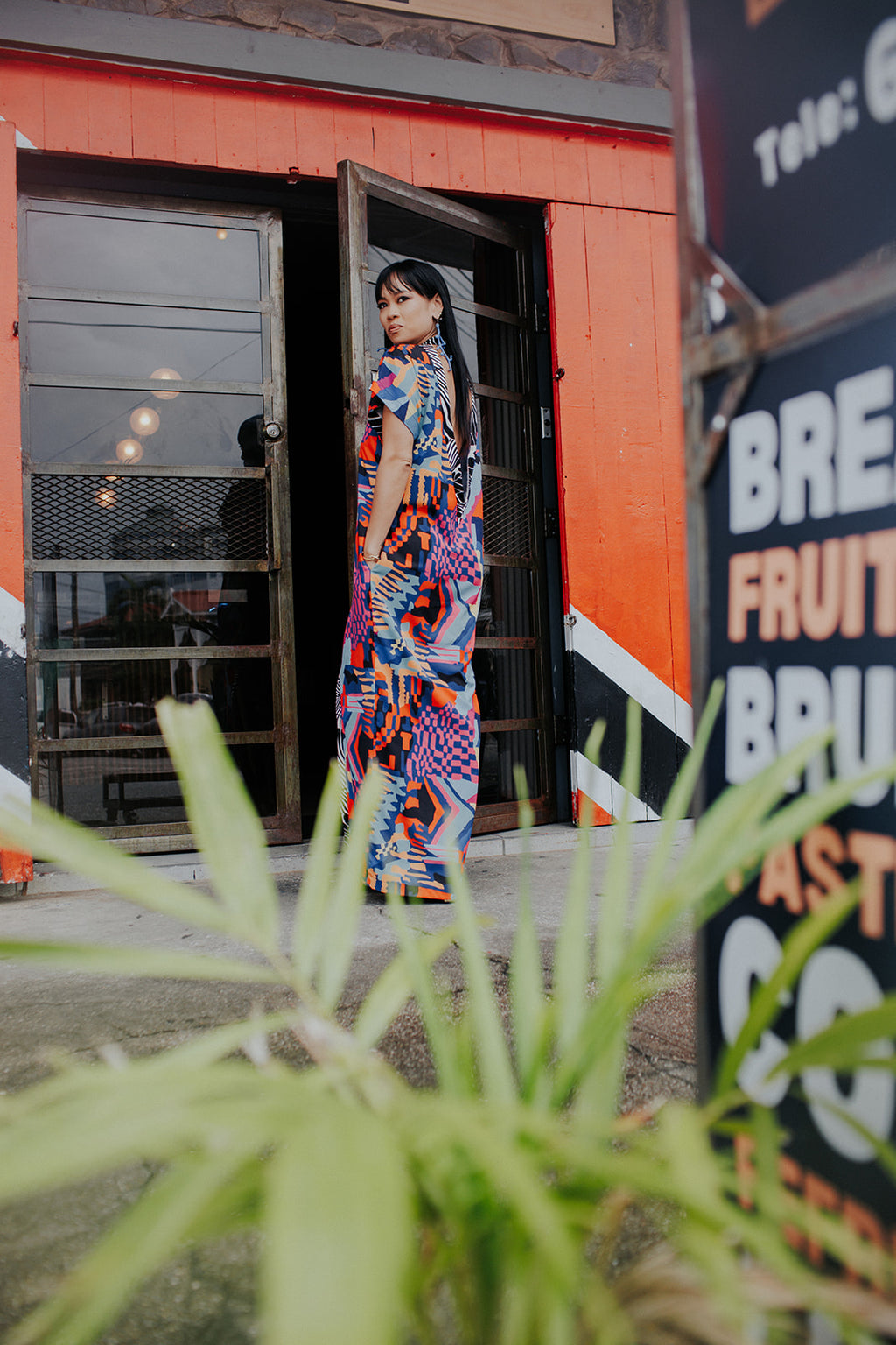 Tempo V Back Dress in Geometric Print