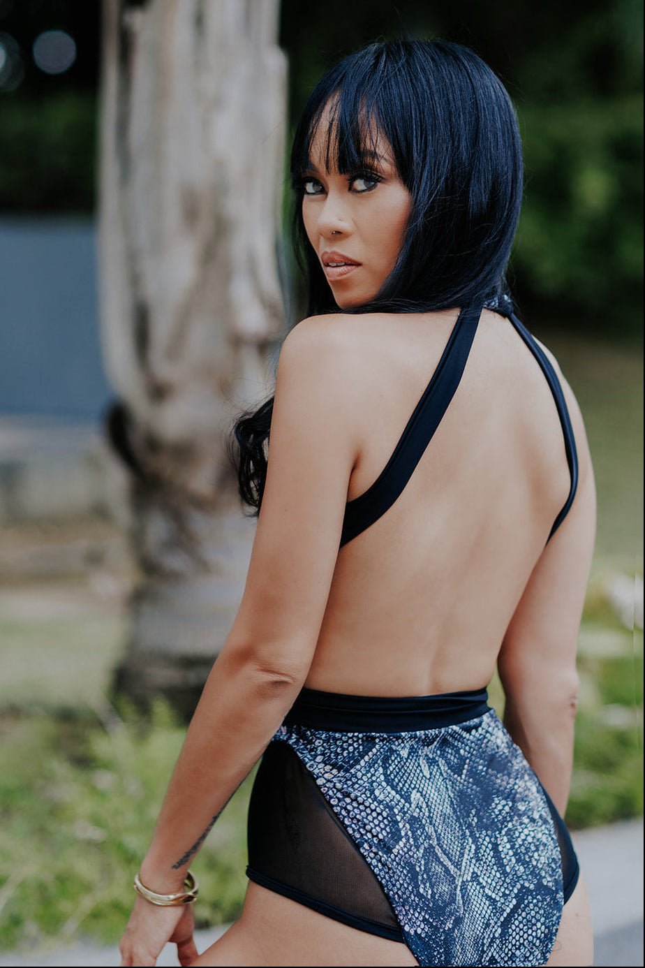 Storm Dance Halter One Piece in Snakeskin